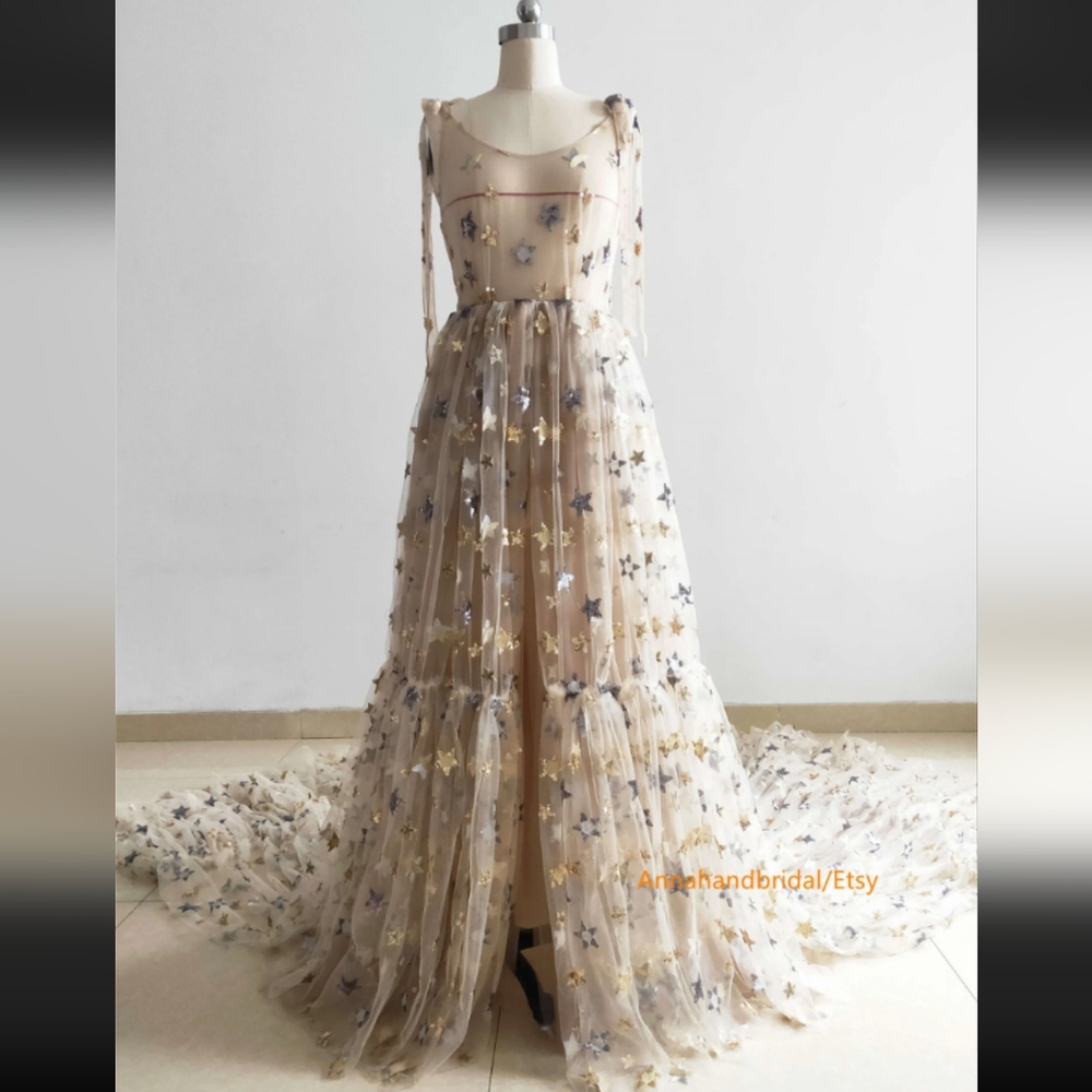 Champagne wedding/ prom dress size 12